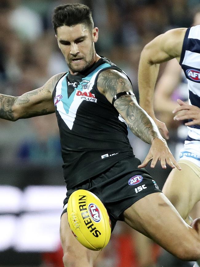 Chad Wingard moves forward. Picture: Sarah Reed