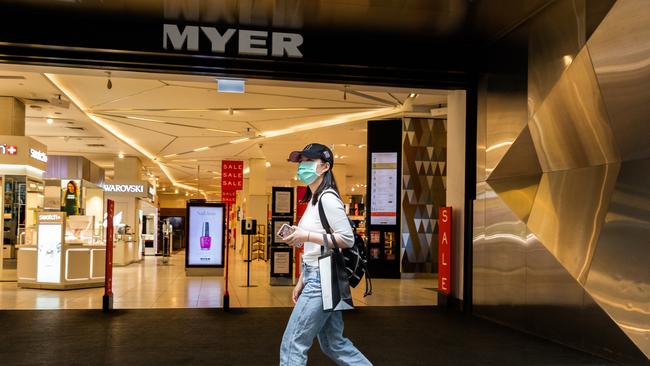 Hand sanitiser will be available to Myer customers who visit the reopened stores. Picture: Asanka Ratnayake/Getty Images