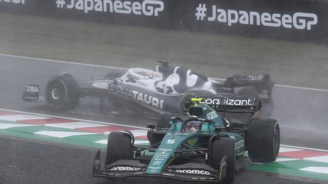 French driver Pierre Gasly (foreground) said he feared for his life during the Japanese Grand Prix. Picture: AFP