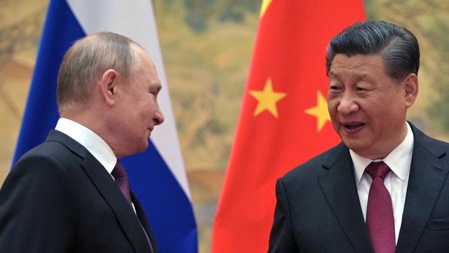 Russian President Vladimir Putin and Chinese President Xi meet in Beijing in February. Picture: Alexei Druzhinin / Sputnik / AFP