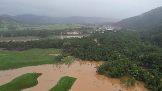 Drone footage of Daintree village on January 12 after a monsoon low dropped more rain as the region recovers from ex-cyclone Jasper. Photo: Vincent O'Flaherty