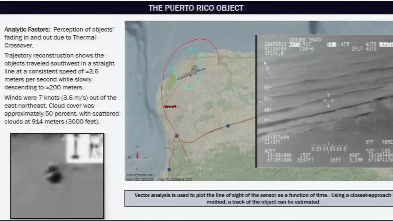 An object filmed in 2013 over an airport in Puerto Rico. Picture: AARO