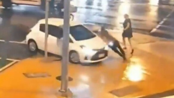 CCTV shows Karla Jessica Condon driving into a man as he stood on a traffic island in Broadbeach. She pleaded guilty to dangerous driving and failing to remain at a road incident. Picture: The Today Show