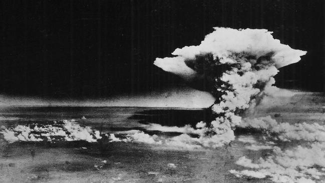 The result of the Manhattan Project, a mushroom cloud billowing into the sky about one hour after an atomic bomb was detonated above Hiroshima, Japan. Picture: AP Photo/US Army via Hiroshima Peace Memorial Museum