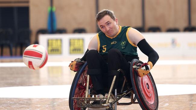 James McQuillan playing for the Australian Steelers wheelchair rugby team. Picture: Paralympics Australia