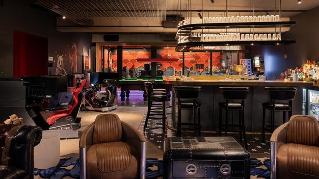 The game’s room has its own bar with beers on tap and a recording studio. Picture: Supplied