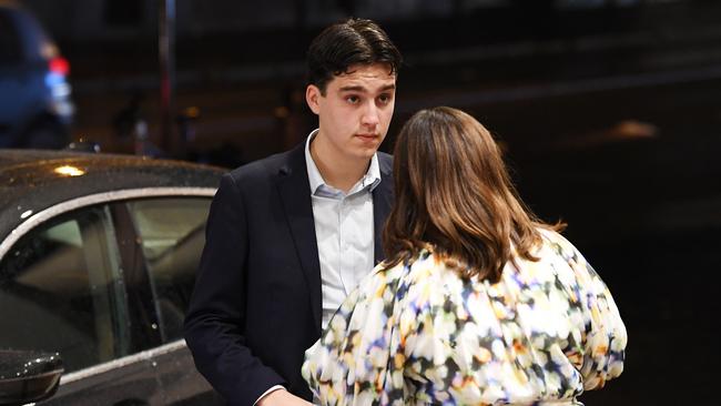 Nathan Albanese arrives at the Labor Party election night event at Canterbury-Hurlstone Park RSL Club. Picture: James D. Morgan/Getty Images