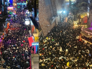 Social media images of the crowds in Itaewon