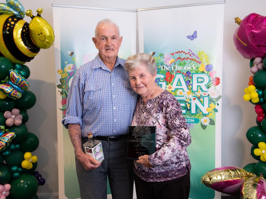 First place winners, Regional Option - Productive Area, Merv and Alma Fowler, Pittsworth.Chronicle Garden Competition, awards presentation at Oaks Toowoomba Hotel.Thursday September 14, 2023