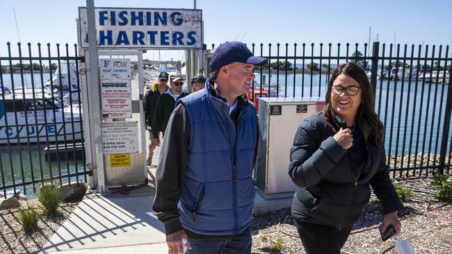 Opposition Leader Michael O'Brien and Roma Britnell at Westernport Marina during a Victorian LNP conference. Picture: Aaron Francis