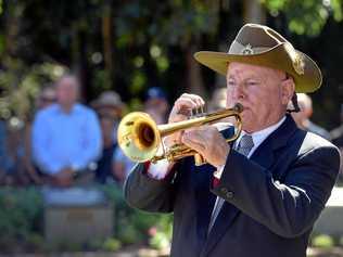 UNEXPECTED HORN: Andrew Gale got the toot he wasn't expecting one Anzac Day as a police officer. Pictured: Steve Caines played the last post at a Maryborough Anzac Day ceremony. Picture: Valerie Horton