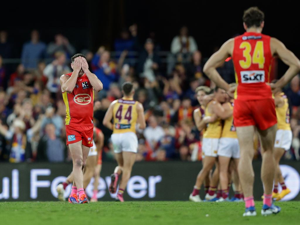 The Suns will have to win their remaining four games to be any chance of playing finals. Picture: Russell Freeman/AFL Photos via Getty Images