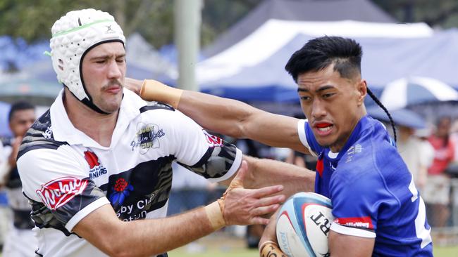 L to R: Nicholas Bett for Barbarians and Na'oia'ehanisi Tofaeono for NSW Samoa. Picture: John Appleyard