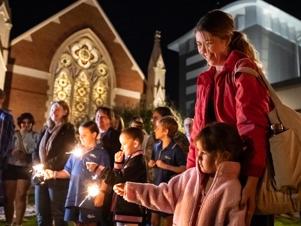 Toowoomba Together hosting the Domestic Violence candle vigil in the Empire Theatre garden. Over 200 people attended the ceremony. Photo: David Martinelli.