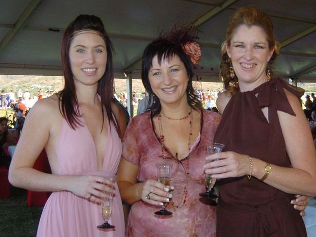 Deborah Sartor, Kerry Massard and Kirstie Hook at the 2005 Ladies Race Day Pic Bryan Lynch