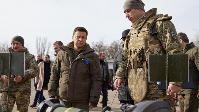 Ukrainian President Volodymyr Zelenskiy inspects Javelin anti-tank missiles, launchers provided by the US army during his visit to the Donetsk region.