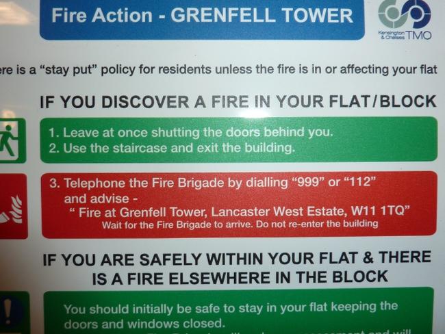 Grenfell Tower advised residents to stay inside their homes in the case of a fire. Picture: Residents Action Group