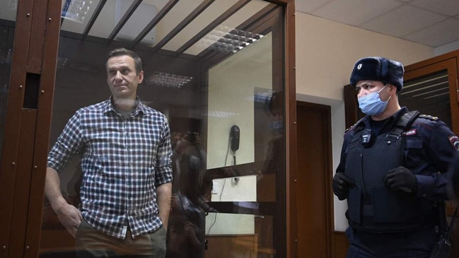 Navalny during a court hearing in 2021. He had described the conflict in Ukraine as a war crime. Picture: AFP/Getty Images