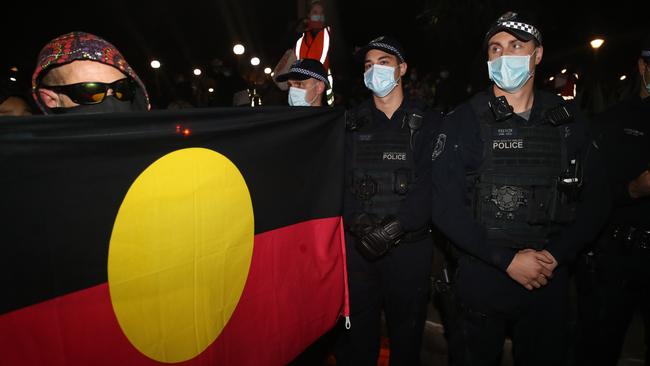 Black Lives Matter protesters moved their protest to Hyde Park on Friday night at the last minute to avoid police, however they were moved-on by police and eventually dispersed. Picture: David Swift