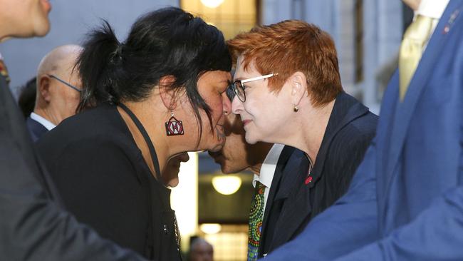 Australian Foreign Minister Marise Payne with her New Zealand counterpart Nanaia Mahuta. Picture: Getty