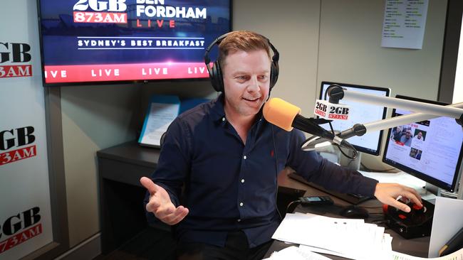 2GB radio host Ben Fordham in his Sydney studio. Picture: John Feder/The Australian.