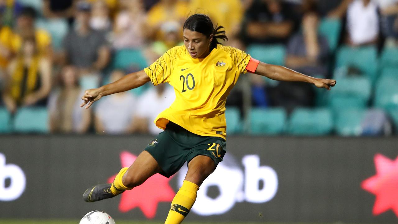 Matildas superstar Sam Kerr is battling a hip injury. Picture: Cameron Spencer/Getty