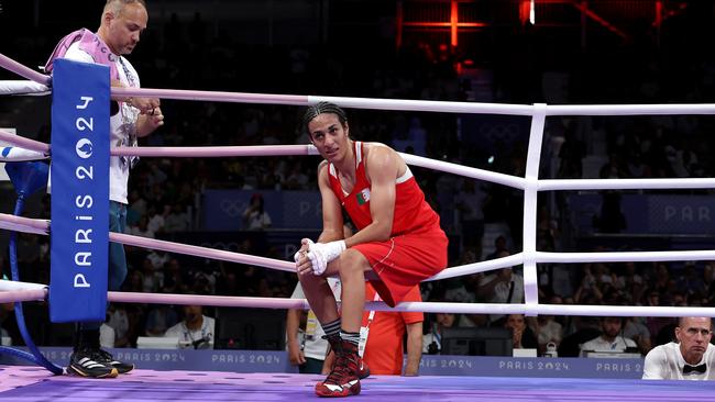 Khelif after he quarter-final win. Picture: Getty Images