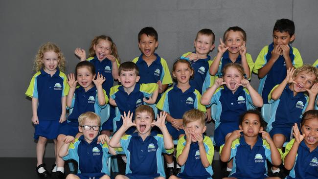 MY FIRST YEAR: Funny faces. Baringa State Primary School Preps. Picture: Patrick Woods.