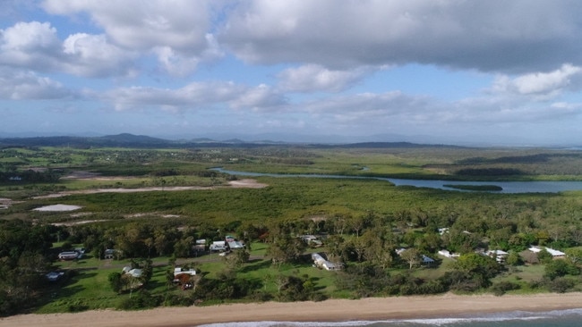 An aerial drone photo shows just how few houses remain at Louisa Creek where there used to be about 200. Picture: Heidi Petith