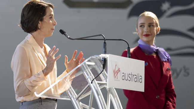 Virgin Australia, led by Jayne Hrdlicka, has postponed an event titled ‘a new era of flying’ for the second time. Picture: Sarah Marshall/NCA NewsWire