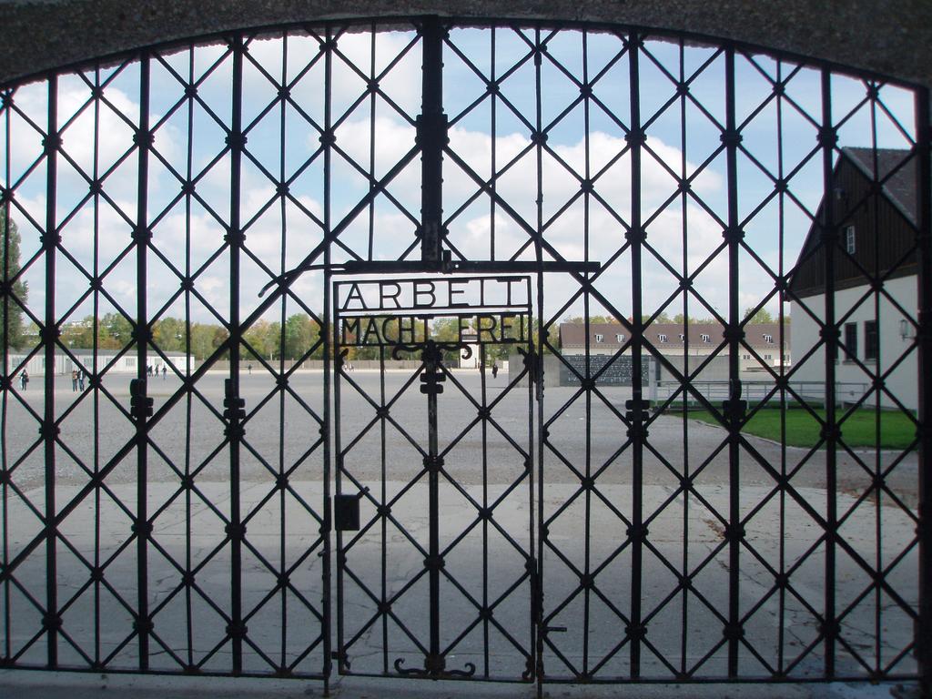 The infamous Nazi phrase ‘Arbeit macht frei’, meaning ‘Work sets you free’, on the gate at Dachau concentration camp in Germany. Picture: Kristy Muir