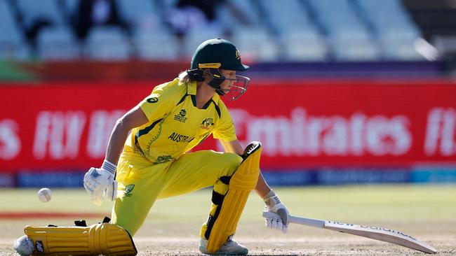 Lanning was lucky to survive a stumping opportunity before she made India pay with some crucial runs at the death. Picture; Marco Longari/AFP