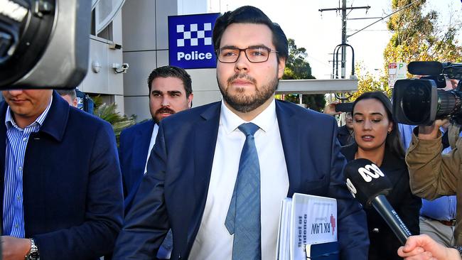 Former parliamentary staffer Bruce Lehrmann leaves Toowoomba Magistrates Court in June. Picture: NewsWire / John Gass