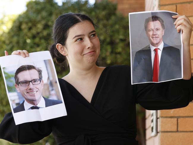 DAILY TELEGRAPH MARCH 9, 2023. Michelle Macry in Epping for a vox pop asking people if they recognise Dominic Perrottet and Chris Minns and who they are. Picture: Jonathan Ng