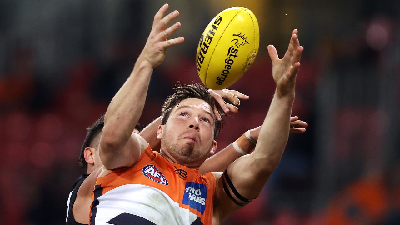 Greater Western Sydney’s Toby Greene rocketed back into the best players in the competition conversation with five goals against Richmond in Round 8. Picture: Getty Images