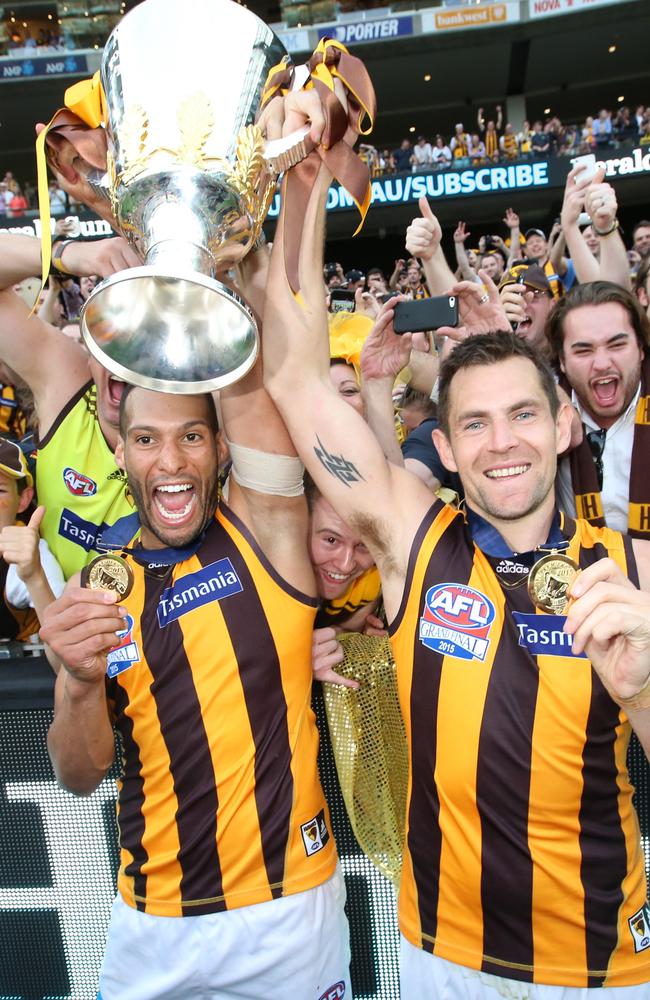 Gibson Luke Hodge with the 2015 Premiership Cup. Picture: Alex Coppel.