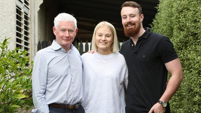 John Rau with two of his three children, Jack and Stella. The former Attorney-General will retire from politics. Picture: AAP / Emma Brasier