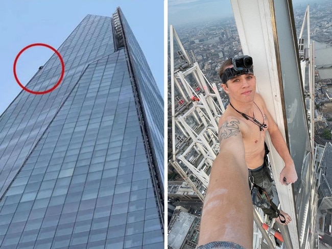 Daredevil Adam Lockwood climbed the building and took a selfie at the top. Picture: Facebook/Adam Lockwood