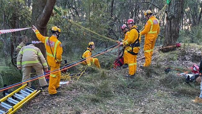 A Country Fire Authority spokesman said a high-angle rescue was underway after a person became stuck 12m up a tree in Maryborough, 70km southwest of Bendigo.