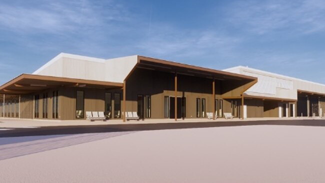 An artists’ impression of the proposed air movements terminal at RAAF Base Tindal. Picture: Supplied