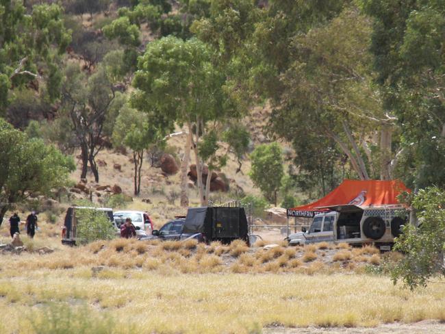 Northern Territory Police at Ilperle Tyathe (Warlpiri) town camp, north of Alice Springs, Sunday, February 9, 2025. Picture: Gera Kazakov