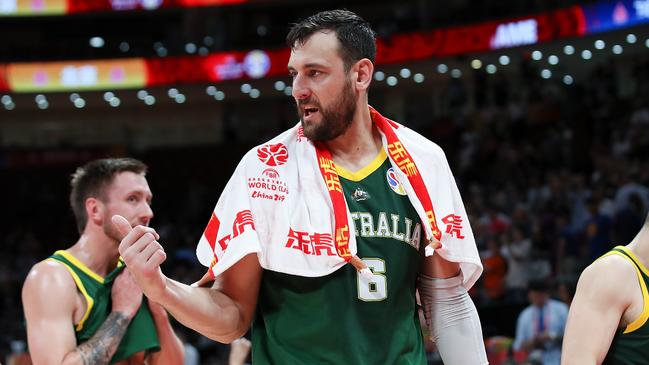 Andrew Bogut has had a running battle with Chinese fans throughout the World Cup. Picture: Getty Images