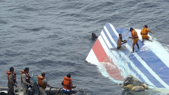 Sailors of the Brazilian Navy recovering debris from Air France 447. Picture: Supplied