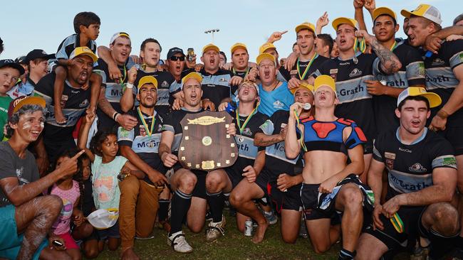 The Ballina Seagulls Rugby League Team celebrate after winning the 2013 NRRRL Grand Final against Murwillumbah at Kingsford Smith Park, Ballina. Photo Patrick Gorbunovs / The Northern Star