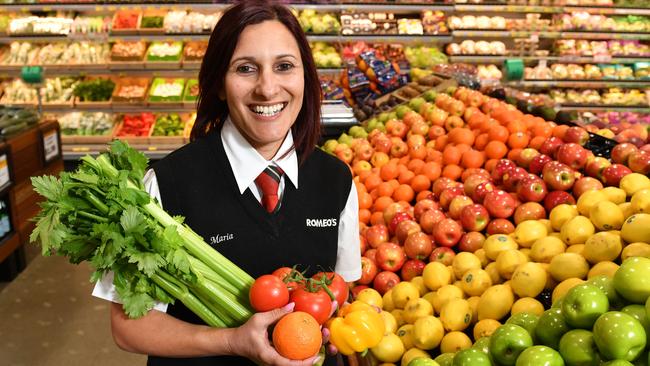 IGA staffer Maria Smith at Romeo's Foodland McLaren Vale, Adelaide. Picture: AAP