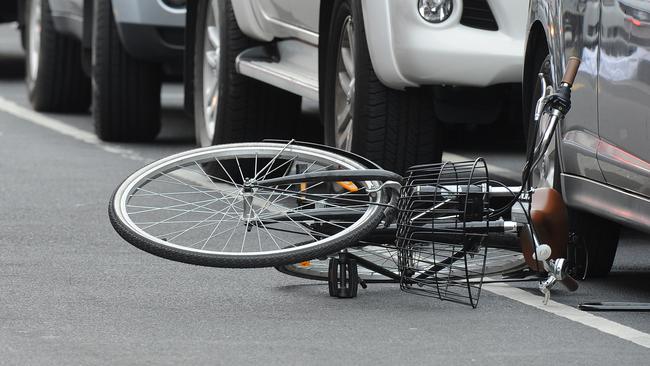 The scene of a fatal collision between a car and cyclist. Pictures: Eugene Hyland