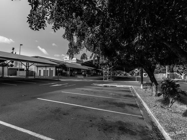 The carpark at Darwin Woolworths was eerily quiet - a change from the often frantic locale. PHOTO: Thijs Bors