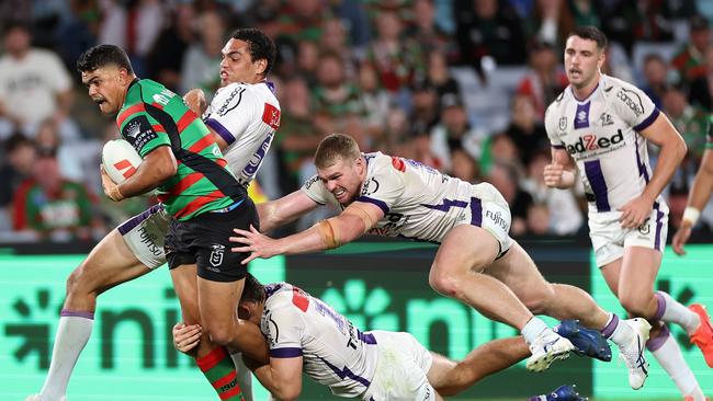 Mitchell got more involved in the second half, but even his best carry ended with an error. Picture; Cameron Spencer/Getty Images