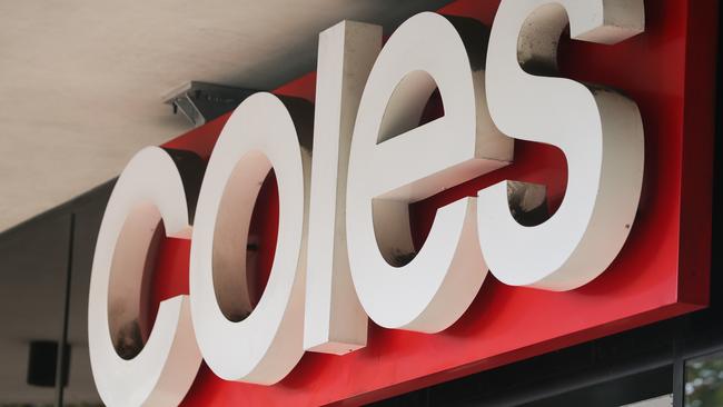 SYDNEY, AUSTRALIA -  Newswire Photos MARCH 14 2023 - A general view of a Coles supermarket sign in Sydney as the Cost of living continues to rise. Picture: NCA Newswire / Gaye Gerard.