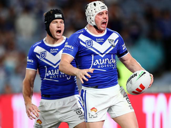 NRL 2024 RD26 Canterbury-Bankstown Bulldogs v Manly-Warringah Sea Eagles - Reed Mahoney, Try, Celebration